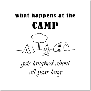 Camping Camp Holidays Freedom Adventure Fire Tent Forest Mountains Gift Camper Posters and Art